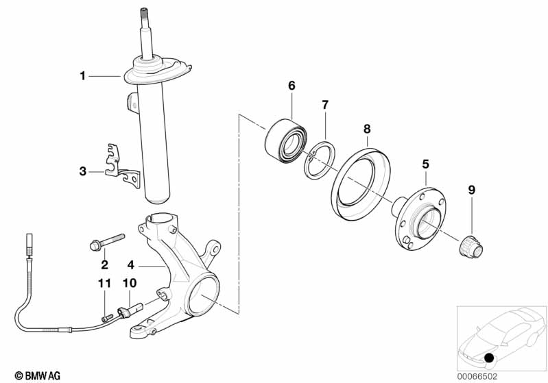 Spring strut front / carrier 4-wheel