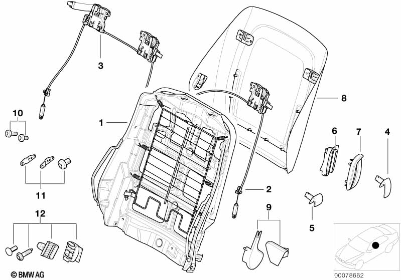 Front seat backrest frame/rear panel