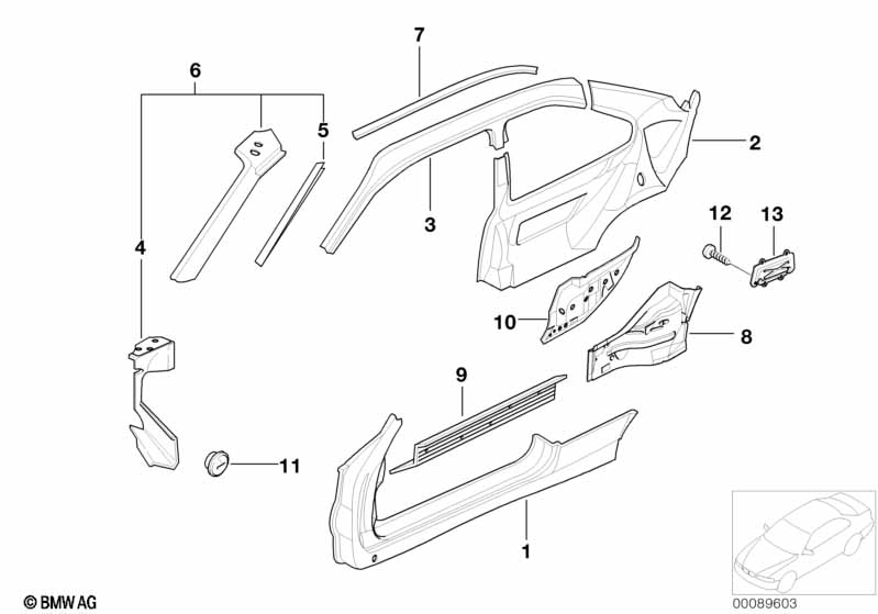 Single components for body-side frame