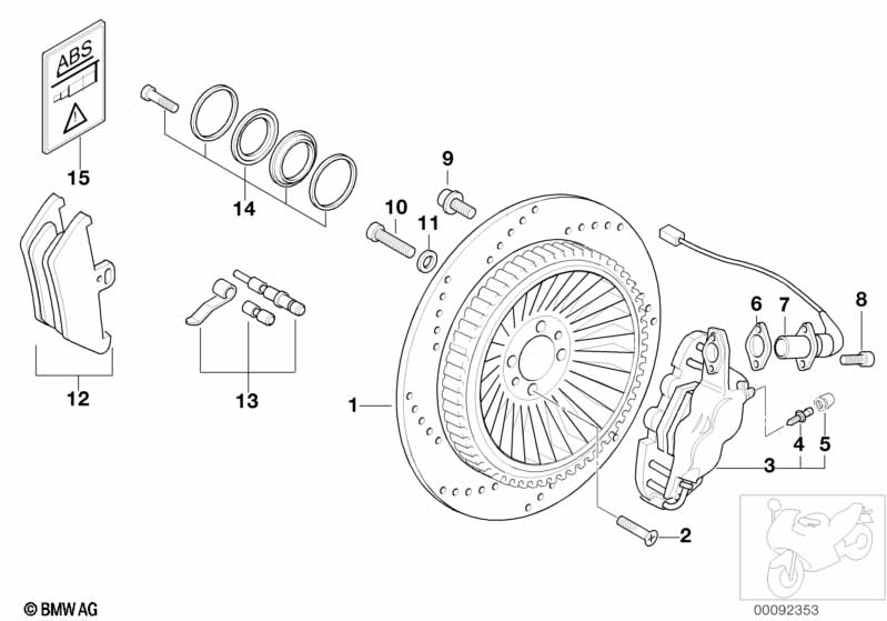 Rear wheel brake, ABS
