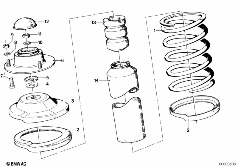 Coil spring/guide support/attach.parts