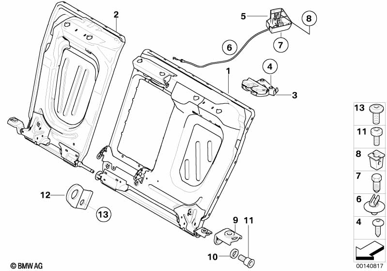 Seat, rear, seat frame, load-through