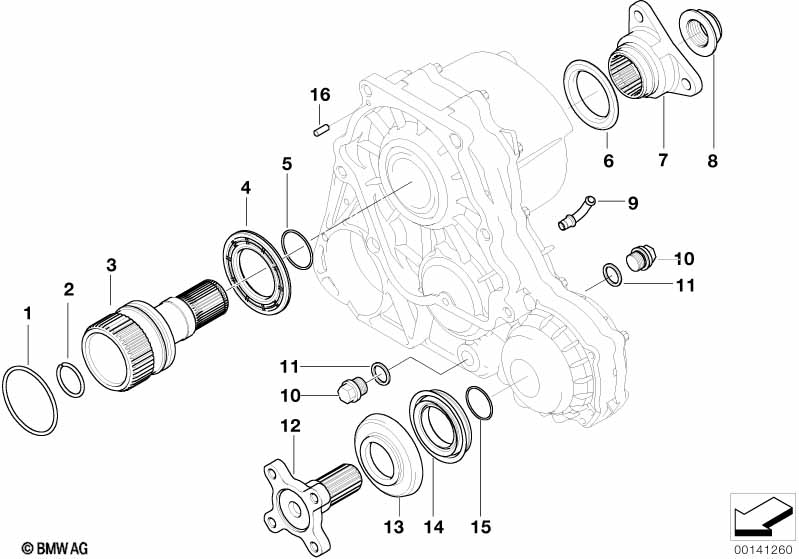 Single parts f transfer case NV 124