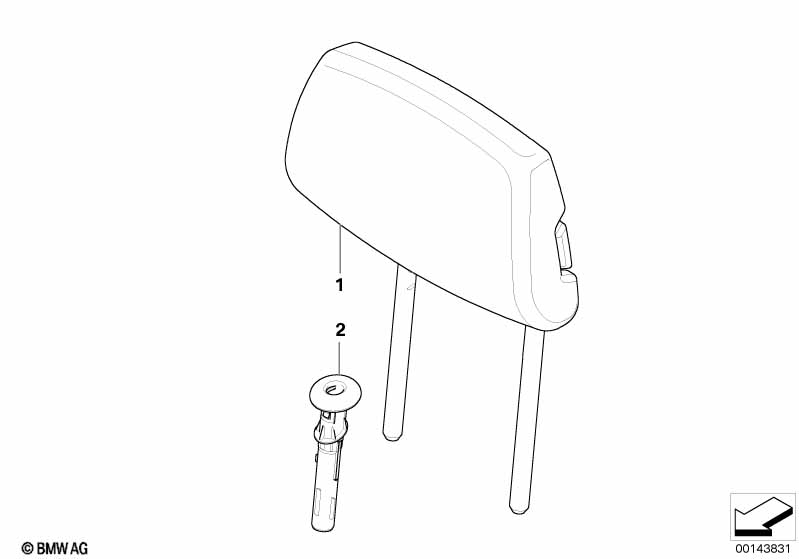 Seat, rear, head restraint, center