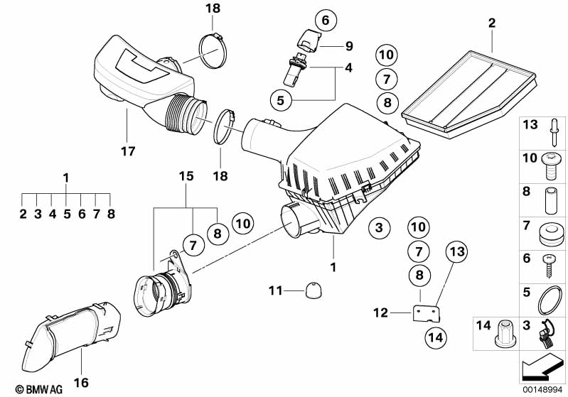 Intake muffler/Filter cartridge/HFM