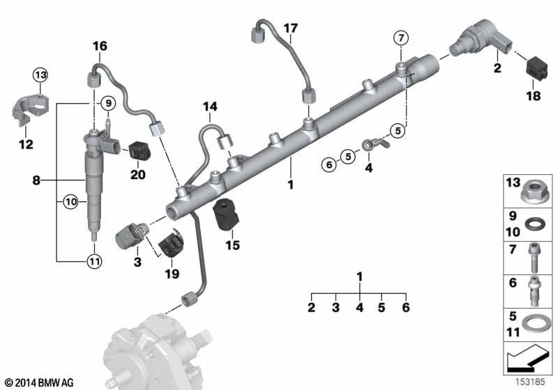High pressure accumulator/injector/line