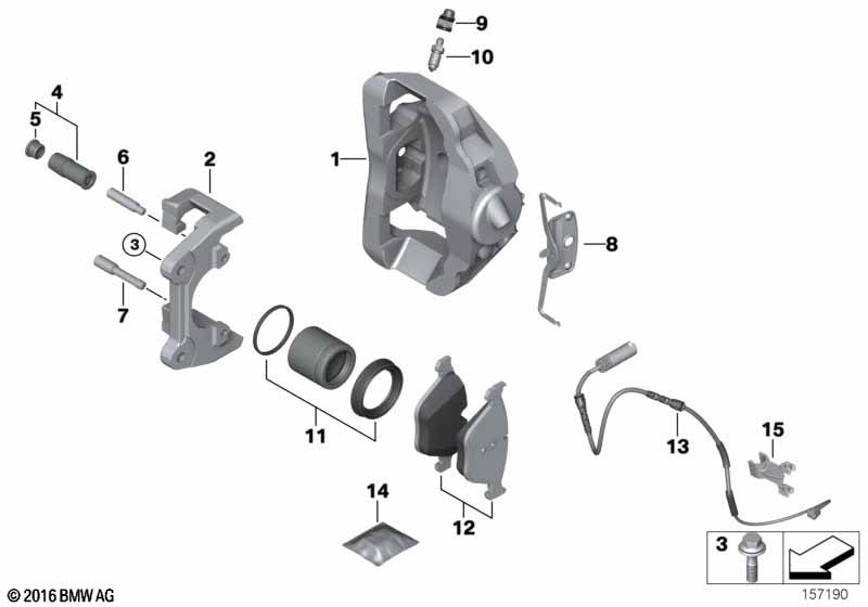 Front brake pad wear sensor