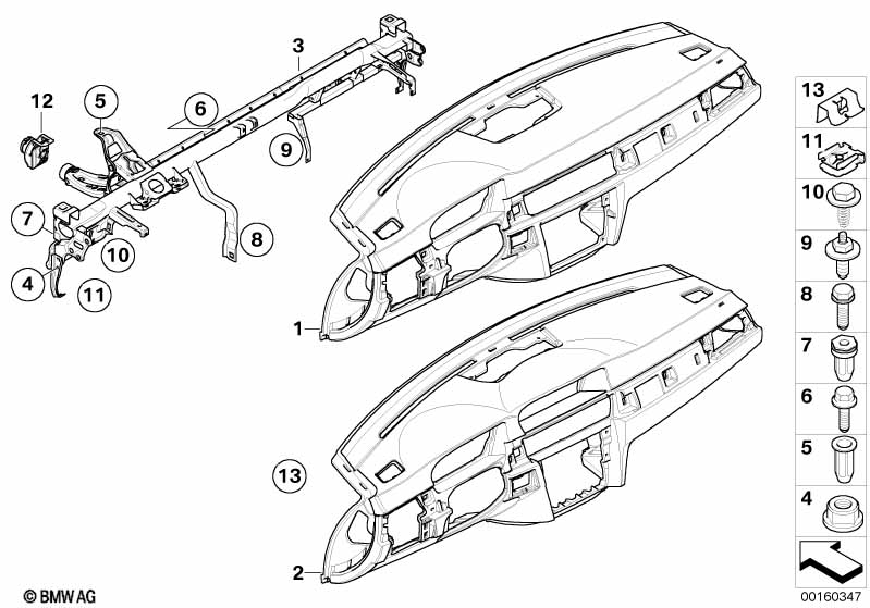 Trim panel dashboard, support tube