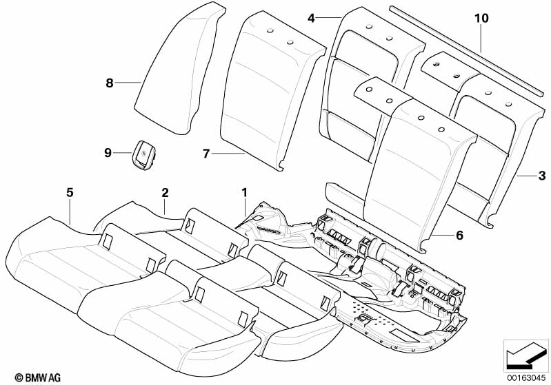Seat rear, upholstery & cover base seat
