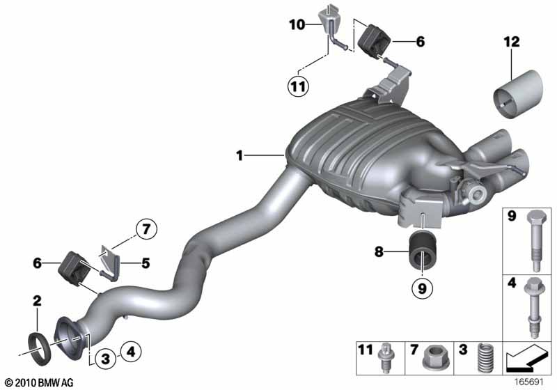 Exhaust system, rear