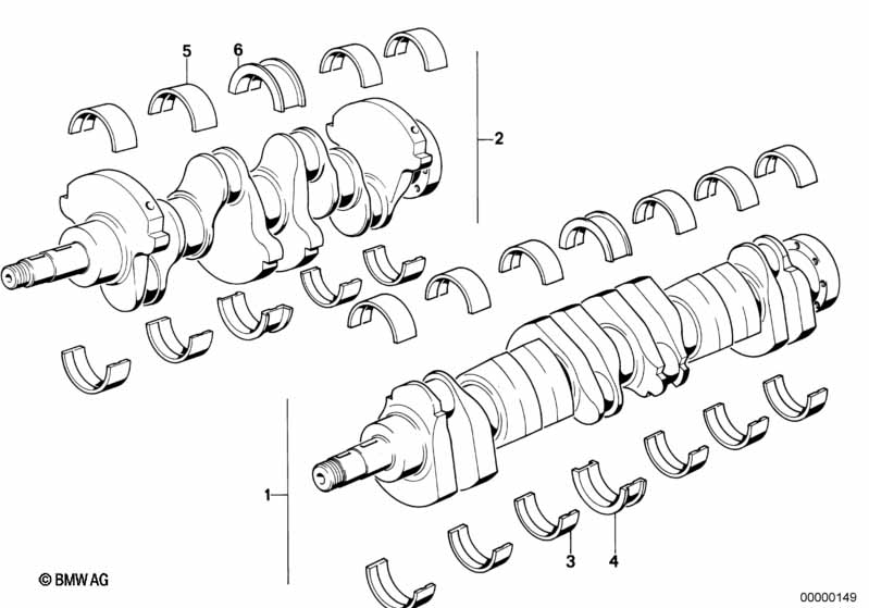 Crankshaft with bearing shells