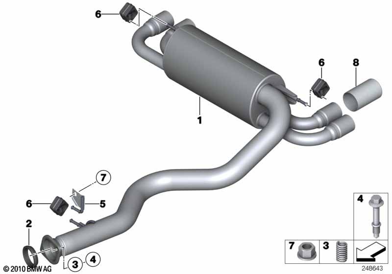 Exhaust system, rear