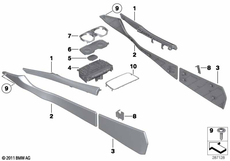Mounting parts, center console