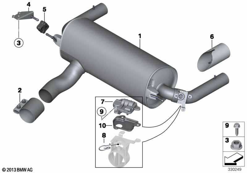 Exhaust system, rear
