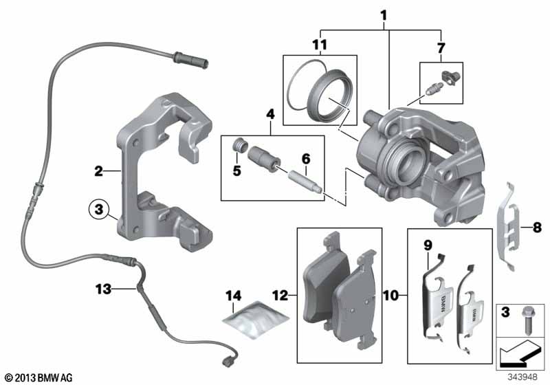 Front brake pad wear sensor