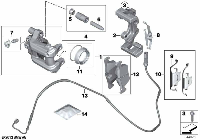 Rear brake / brake pad / wear sensor