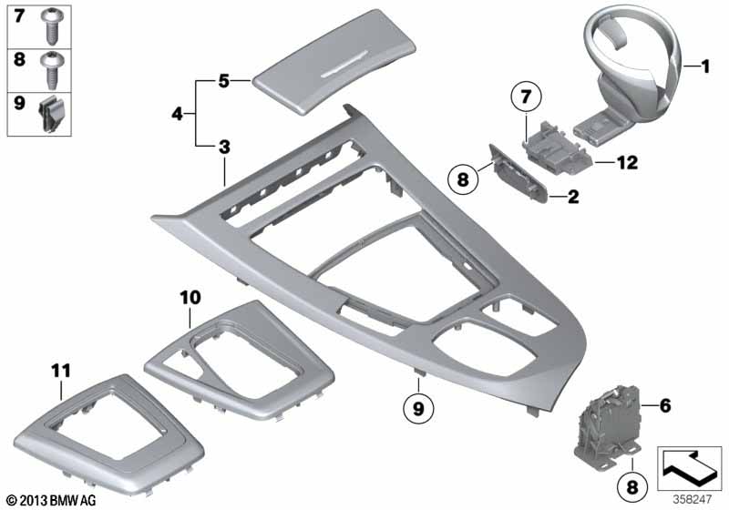 Mounting parts, center console