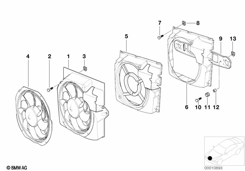 Pusher fan and mounting parts