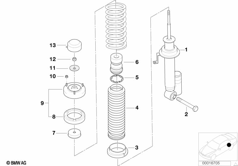 REAR SPRING STRUT, LEVELLING DEVICE