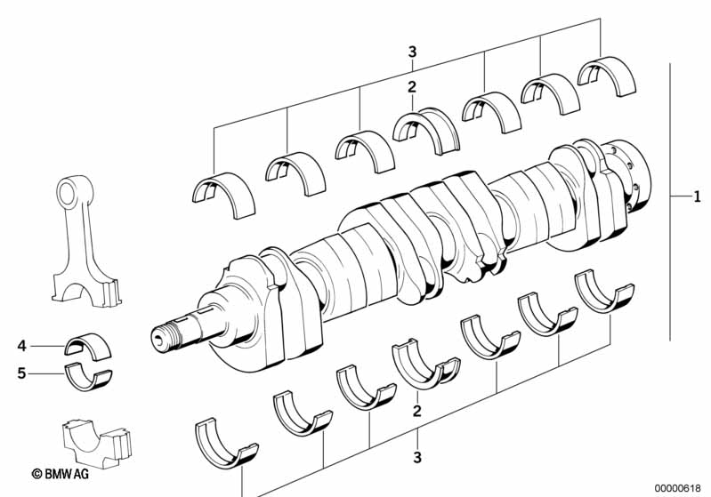 Crankshaft with bearing shells