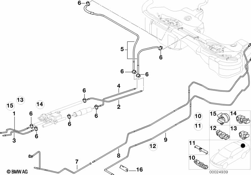 Fuel pipe and mounting parts
