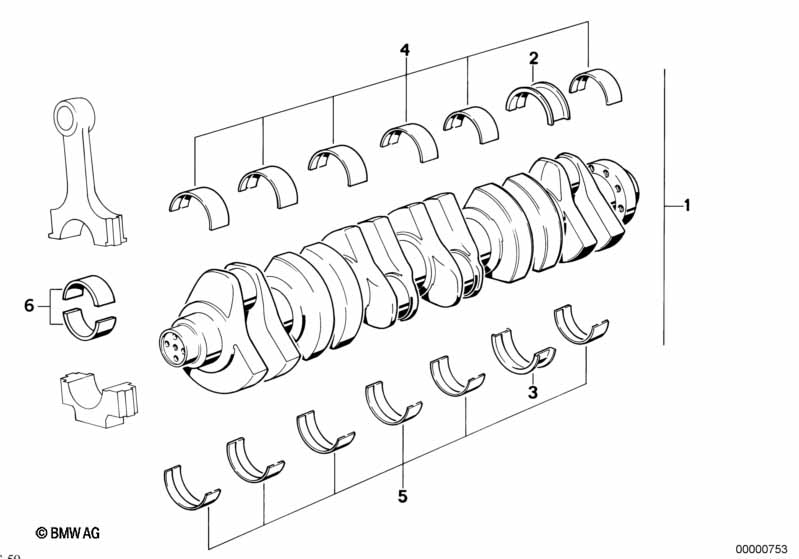 Crankshaft with bearing shells
