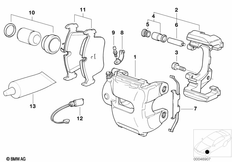 Front brake pad wear sensor
