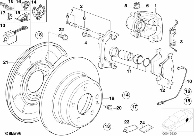 Rear brake / brake pad / wear sensor