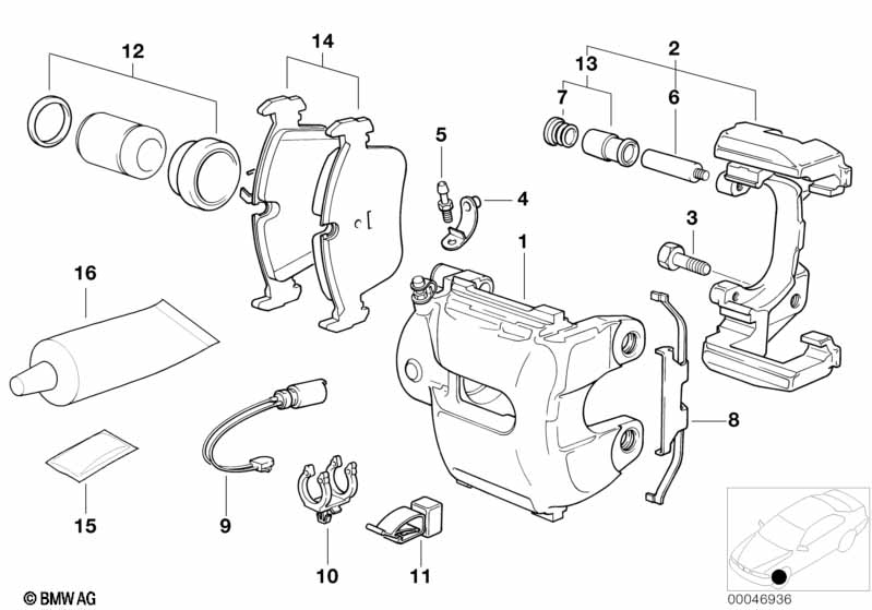 Front brake pad wear sensor