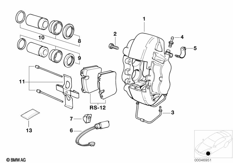 Front brake pad wear sensor