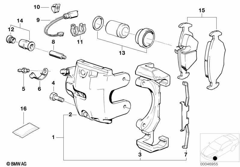 Front brake pad wear sensor