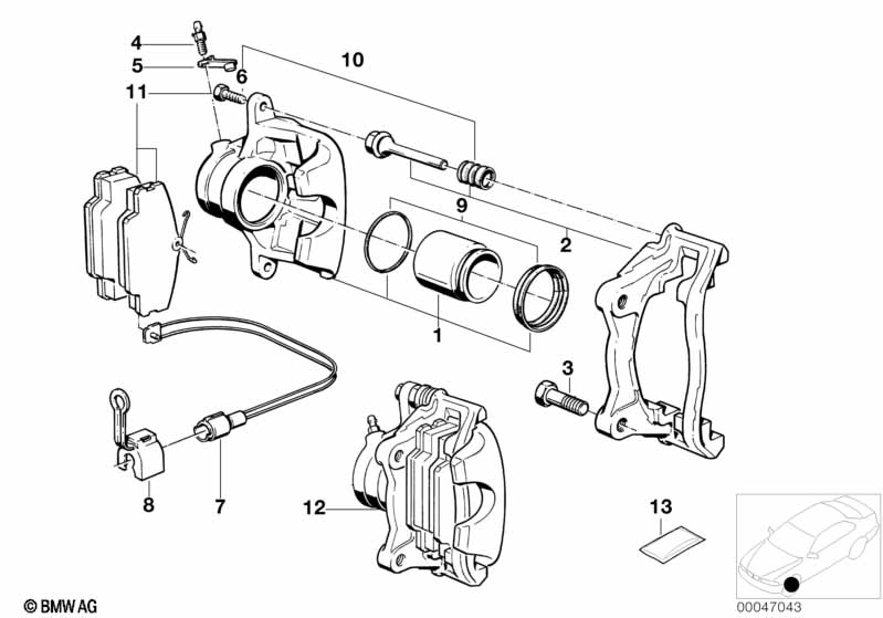 Front brake pad wear sensor