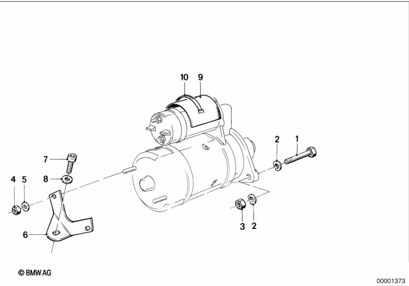 Fastening parts, starter motor