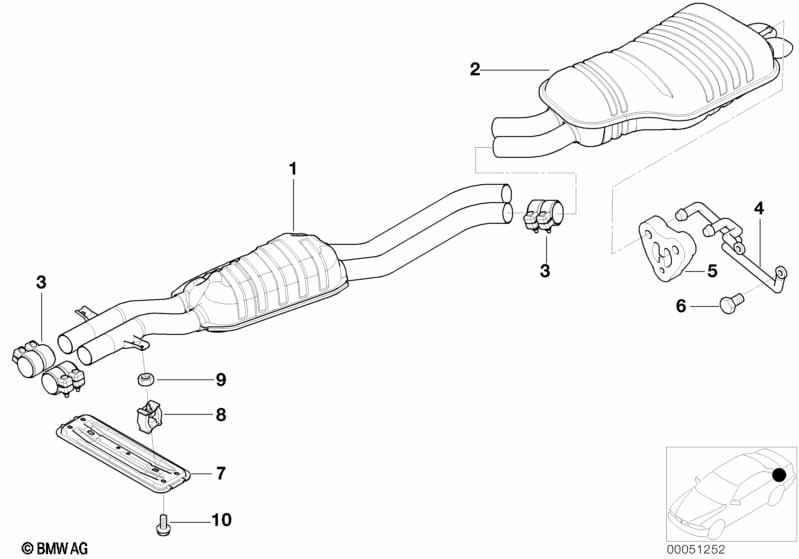 Exhaust system, rear