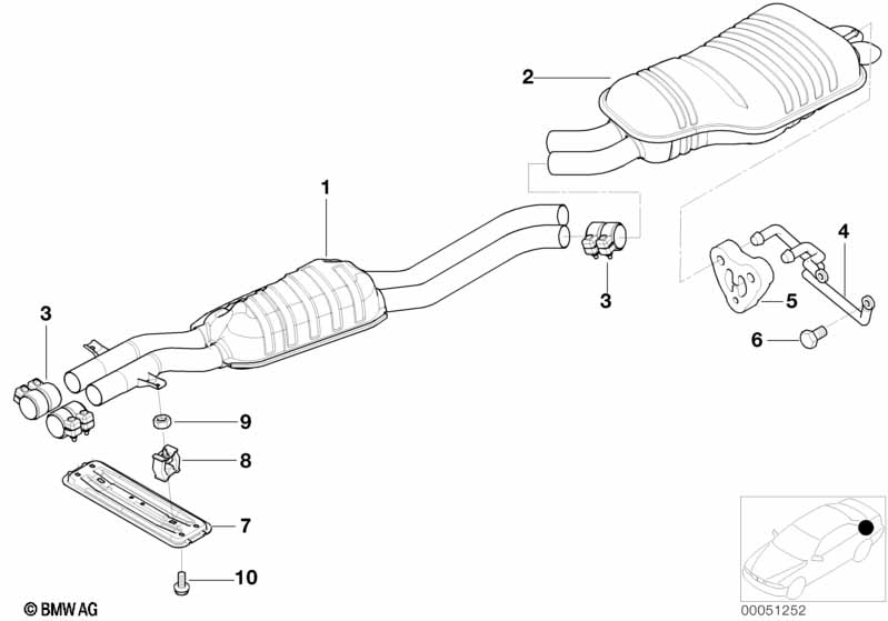 Exhaust system, rear