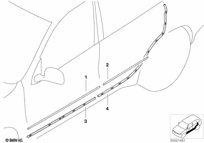 Genuine BMW 51327004693 E53 Door Weatherstrip Bottom Left (Inc. X5 4.6is, X5 4.8is & X5 4.4i) | ML Performance UK Car Parts