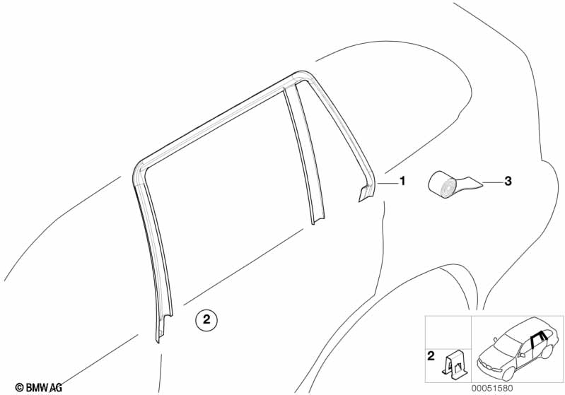 Trim and seals for door, rear