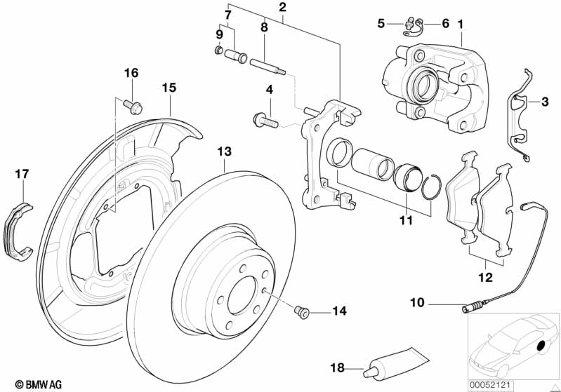 Rear brake / brake pad / wear sensor