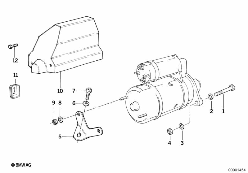 Fastening parts, starter motor