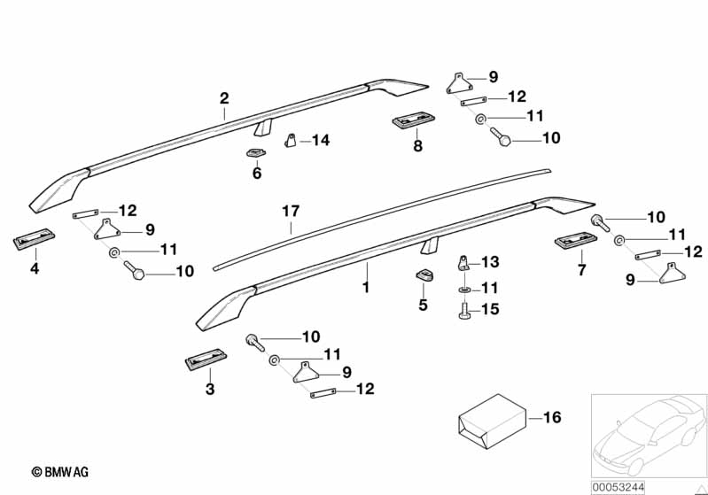 Genuine BMW 51138203392 E34 E36 E38 Base, Roof Railing, Front, Right (Inc. 518i, 316g & 540i) | ML Performance EU Car Parts