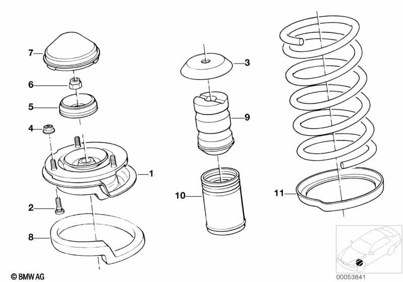 Guide support/spring pad/attaching parts