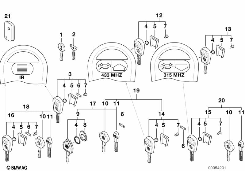 Key with battery (up to 09/99)