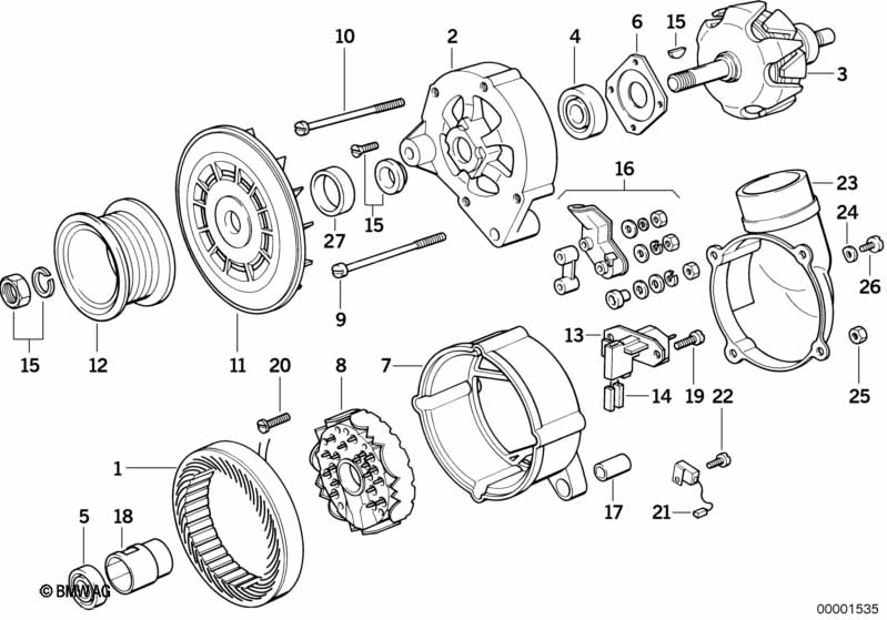 Alternator, individual parts 105A
