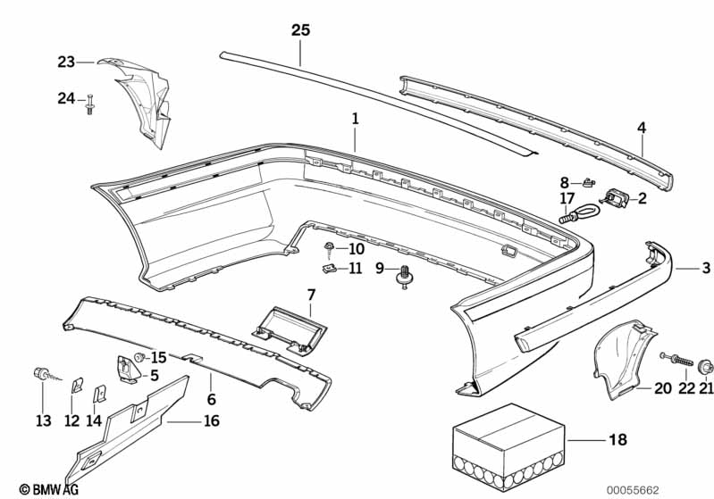 Trim cover, rear
