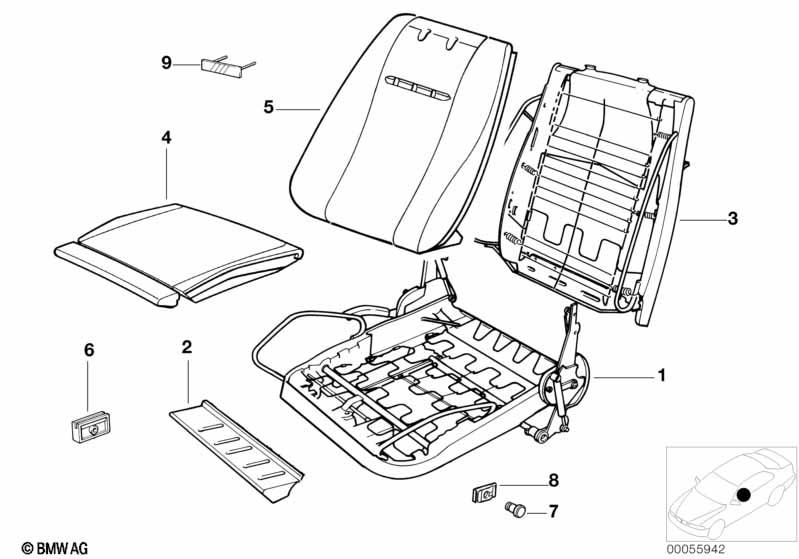 BMW sports seat upholstery parts