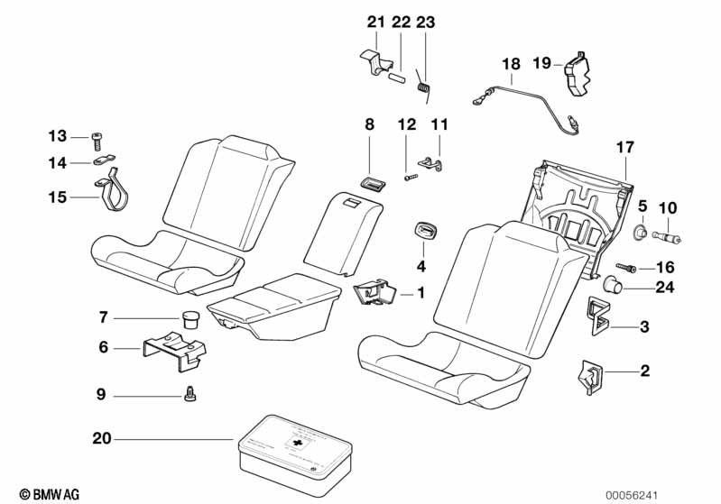 Single parts for fold-down backrest