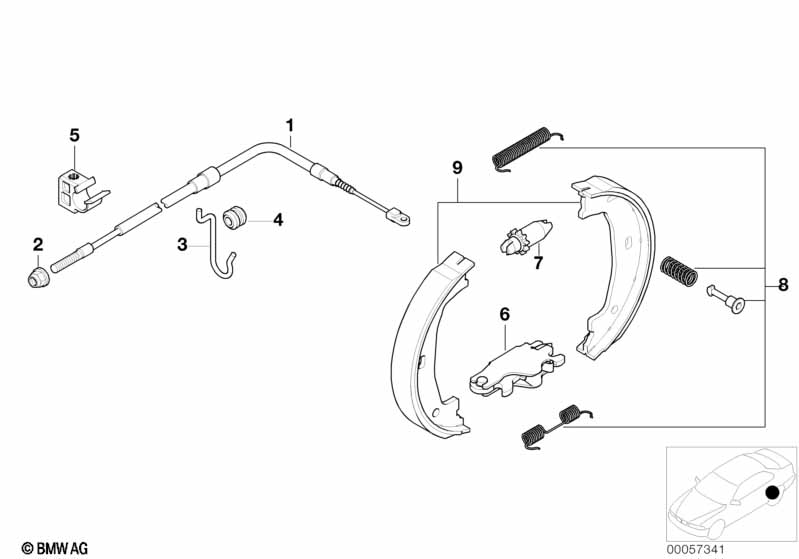 Genuine BMW 34411165928 E52 Hand Brake Bowden Cable (Inc. ALPINA V8 & Z8) | ML Performance EU Car Parts