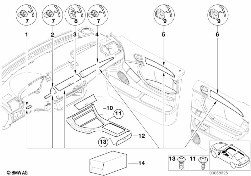 Genuine BMW 51428261752 E53 Poplar Wooden Strip, Door Rear Right DUNKEL (Inc. X5) | ML Performance EU Car Parts