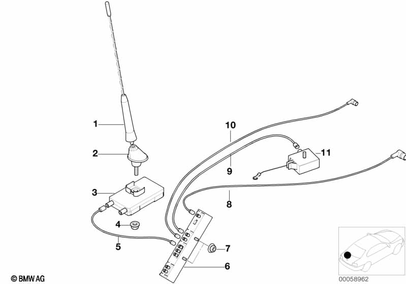 Genuine BMW 65206902689 E86 E46 E85 Antenna Rod F Short Rod Antenna (Inc. Z4 3.0si, Z4 2.5si & 318Ci) | ML Performance EU Car Parts