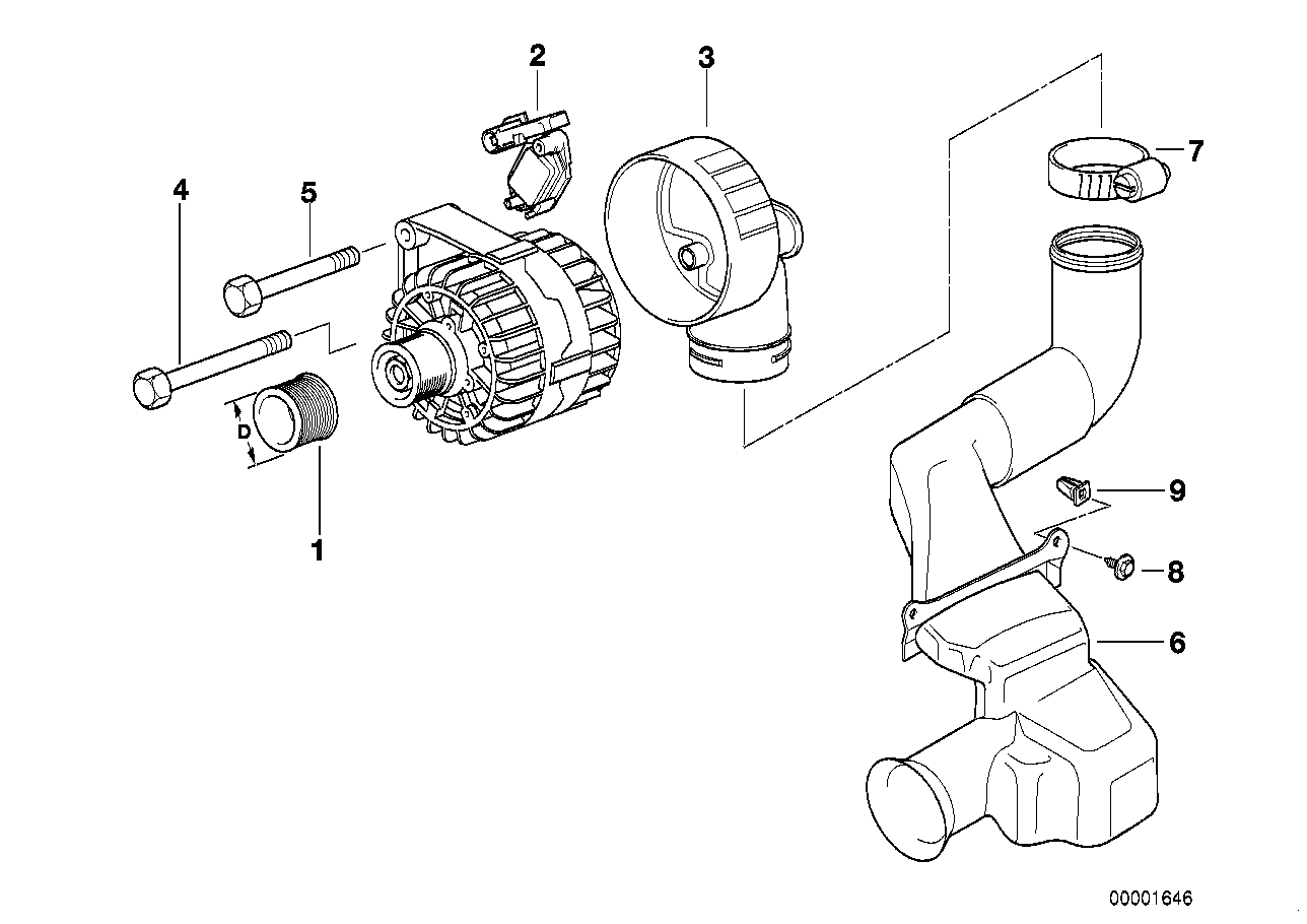 Alternator, individual parts 120A Valeo